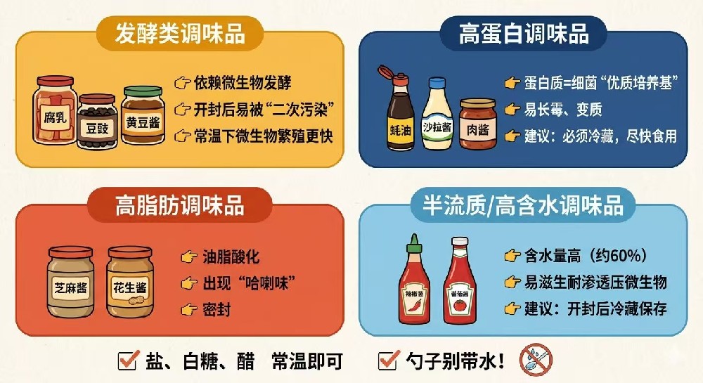这4类调味品，  真的必须放冰箱！  很多人做错了
